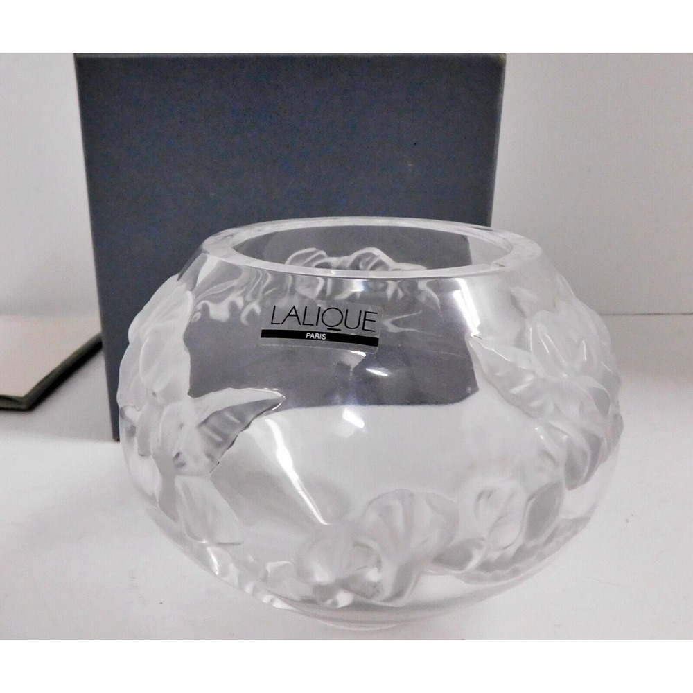 Lalique Crystal France‎ Glycines Vase Frosted & Clear Art Glass
